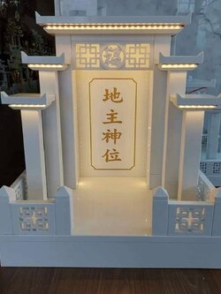 ศาลเจ้าที่หินอ่อนขาวกรีกทรงโมเดิร์น ขนาด24นิ้ว 4เสา 5หลังคา