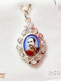 จี้เงินแท้ ร.5 ตัวเรือนทำด้วยเงินแท้ ประดับเพชร cz