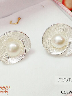 ต่างหูเงินแท้ มุกน้ำจืดแท้ งานสวย