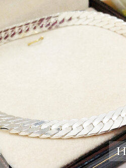 สร้อยข้อมือเงินแท้ ลายเลสซ้อน หนา 2.0 มิล