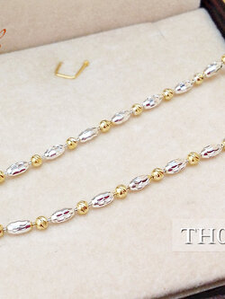 สร้อยคอเงินแท้ 2 กษัตริย์ ลายเม็ดประคำเงินสลับบอลตัดลาย (ตัวเรือนเงินแท้) 1.5 มิล