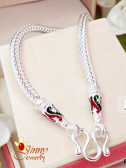 สร้อยคอเงินแท้ 92.5% ลายสี่เสา/เปีย สร้อยลงยา ตรงที่หุ้มห่วง สี เขียว แดง หนัก 3 สลึง - 1.2 บาท (สร้อยงานไทย) 2.0 มิล