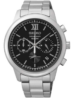 Seiko Chronograph Black Dial Stainless Steel Mens Watch SSB139P1