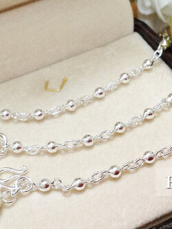 สร้อยข้อมือเงินแท้ ลายบอลสลับโซ่ หนา 2.0 มิล