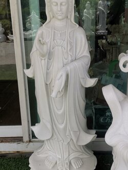 เจ้าแม่กวนอิมเหยียบมังกรแกะสลักหินอ่อนหยกขาว ขนาด สูง 120 เซนติเมตร