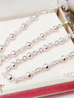 สร้อยเงินแท้ สร้อยเส้นใหญ่ ลายบอลสลับโซ่ หนา 2.0 มิล