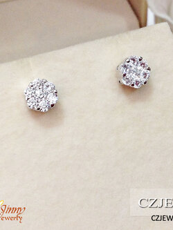 ต่างหูเงินแท้ เพชร cz เพชรเกสร ก้านแบบแป้น