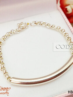 สร้อยข้อมือเงินแท้ สำหรับเด็ก ลายผ่าหวาย คล้องห่วงเงินตรงกลาง 2.0 มิล