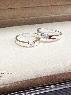 แหวนเงินแท้ 92.5% แหวนแบบเกลี้ยง ประดับเพชร cz ตรงกลาง สวยน่ารักแบบ เรียบเก๋