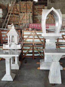 ศาลพระพรหมหินอ่อนขาวเทา ขนาด69*69 ซม ศาลตายาย ขนาด61*61 ซม