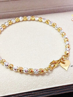 กำไลเงินแท้ 2 กษัตริย์ ลายตัดลายเหลี่ยม(ตัวเรือนเงินแท้) ชุบหนา 1 ไมครอน