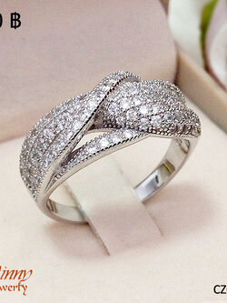 แหวนเงินแท้ 92.5% จิกเพชร cz รอบด้าน งานจิวเวลรี่