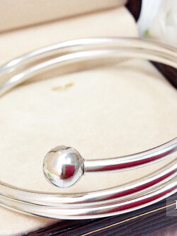 กำไลข้อมือเงินแท้ แบบไขว้ 2 ชั้น ความหนา 3.0 มิล