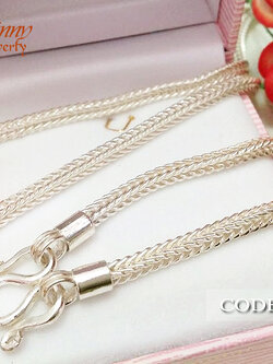 สร้อยเงินแท้ ลายสี่เสา หัวหุ้มแบบเกลี้ยง 3.0 มิล