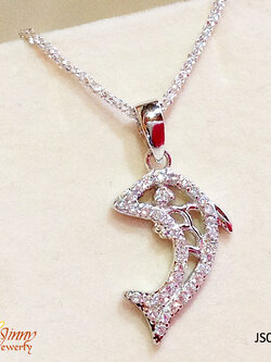 จี้เงินแท้ รูปปลาวาฬประดับเพชร cz