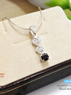 จี้เงินแท้ ห้อยเพชร cz รูปหัวใจสองดวง ห้อยเพชร cz