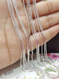 สร้อยคอเงินแท้ 92.5% ลายกล่อง (BOX) เส้นจิ๋ว งานอิตาลี เส้นเล็ก แนบเนื้อ ไม่รวมจี้