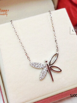 สร้อยคอเงินแท้ พร้อมจี้ รูปแมงปอ งานจิวเวลรี่