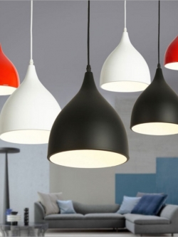 โคมไฟห้อยเพดานนอร์ดิกโมเดิร์น 17cm ขาว,แดง,ดำ,ฟ้า