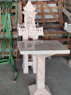 ศาลตายายหินอ่อนชมพูทรงไทย ขนาด48*48 ซม