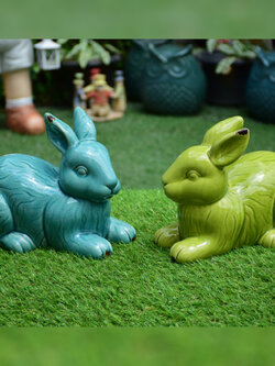 กระต่ายเซรามิค ท่าหมอบ มีให้เลือก 2 สี