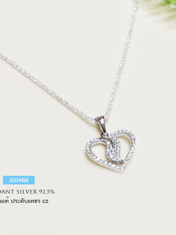 จี้เงินแท้ จี้หัวใจ ประดับเพชร cz (ราคาเฉพาะจี้ ไม่รวมสร้อย)