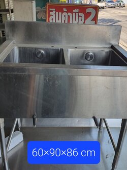 อ่างสแตนเลส 2 ช่อง สำหรับคาเฟ่