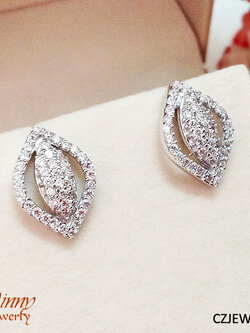 ต่างหูเงินแท้ ประดับเพชร cz งานจิวเวลรี่