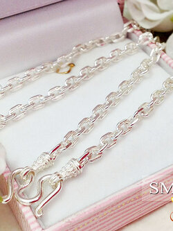 สร้อยเงินแท้ ลายคตกิต ห้อยพระ 3 องค์ หนา 3.5 มิล