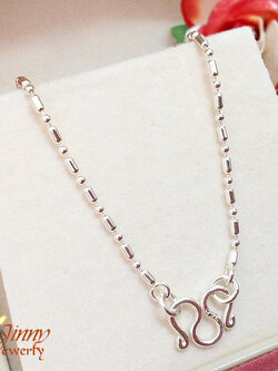 สร้อยคอเงินแท้ สำหรับเด็ก ลายรีสลับหมุดกลม (งานไทย) 1.2 มิล