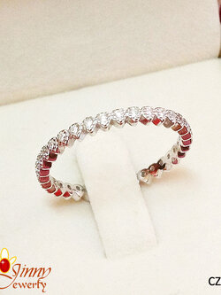 แหวนเงินแท้ ประดับเพชร cz รอบวง 1.5 มิล