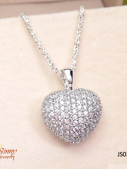 จี้เงินแท้ รูปหัวใจประดับเพชร cz งานละเอียด