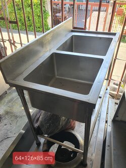 อ่างสแตนเลส 2 ช่องไม่มีที่พักจาน 1.26m