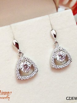 ต่างหูเงินแท้ ประดับเพชร cz งานจิวเวลรี่