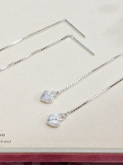 ต่างหูเงินแท้ 92.5% ต่างหูระย้า แบบก้านเสียบ ห้อยปลาโลมา ดาว หัวใจ ขัดทราย