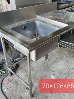 อ่างสแตนเลส1หลุมมือสอง มีที่พักจาน
