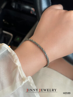 สร้อยข้อมือเงินแท้ 92.5% ลายเกลียวรมดำ ใส่ได้ทั้งชายหญิง (รับประกันเงินแท้)