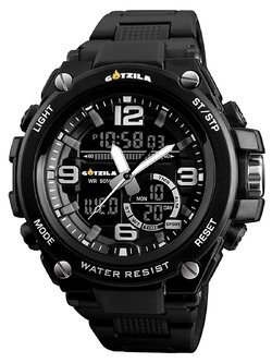 Gotzila Watch นาฬิกาข้อมือผู้ชาย กันน้ำ 50 เมตร เล่นกีฬากลางแจ้ง 2 ระบบ รุ่น GR-02B (Black)