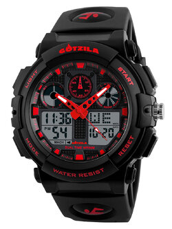 Gotzila Watch นาฬิกาข้อมือผู้ชาย 2 ระบบ ดิจิตอล และ อนาล็อค สไตล์ ทหาร มัลติฟังก์ชั่น รุ่น GR-04R (Red)