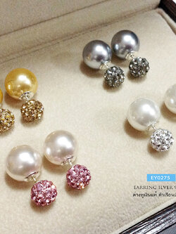 ต่างหูเงินแท้ 92.5% ต่างหูดิออร์ ขนาดเล็ก น่ารัก ฟรุ้งฟริ้ง ราคาเบาๆ ก้านเสียบเงินแท้