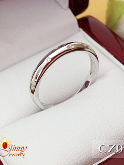 แหวนเงินแท้ แหวนเกลี้ยงประดับเพชร cz งานสวยเรียบ