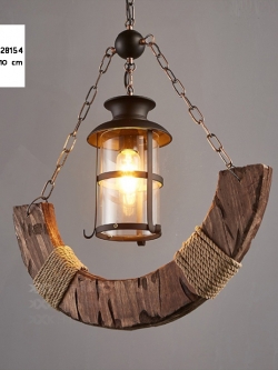 โคมไฟแขวนเพดานไม้สไตล์ลอฟท์ทรงครึ่งวงกลม [28154]