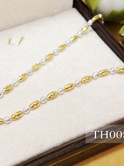 สร้อยคอเงินแท้ 2 กษัตริย์ ลายบอลตัดลายสลับรีตัดลาย (ตัวเรือนเงินแท้) 1.5 มิล