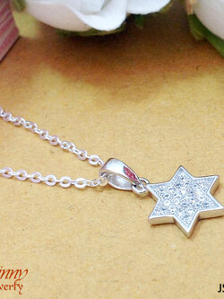 จี้เงินแท้ รูปดาวจิกเพชร cz งานฝังแบบละเอียด