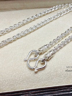 สร้อยเงินแท้ ห้อยพระ 1 องค์ ลายเกลียว (สร้อยงานไทย)