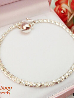 สร้อยข้อมือเงินแท้ 92.5% ลายถัก เหมาะกับผู้หญิงและเด็ก หนัก 1 สลึง