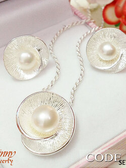 เซตสร้อย จี้เงิน และต่างหู มุกน้ำจืดแท้