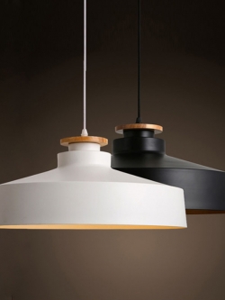 โคมไฟแขวนเพดาน Modern Minimalist 40x18cm มีแผ่นไม้ [341601]