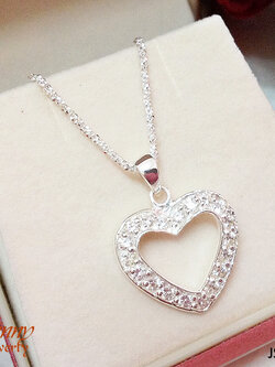 จี้เงินแท้ จี้หัวใจประดับเพชร cz