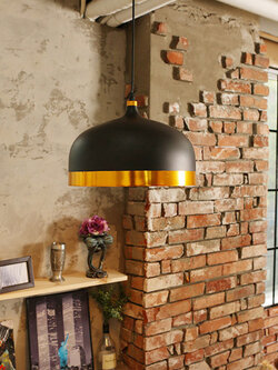 โคมไฟแขวนเพดานหัวเดี่ยว สีดำทอง กว้าง 33cm สไตล์ Nordic [GH-D16018-A]